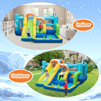 Costway 7-in-1 Jumbo Inflatable Bounce Castle Kids Jumping House w/ Long Slide - 9