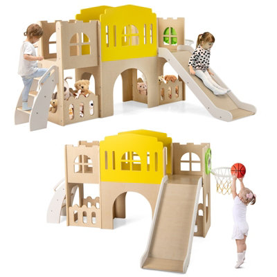 COSTWAY 7-in-1 Toddler Slide Set Kids Indoor Outdoor Playground-Colorful