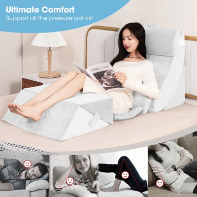 Costway 7 PCS Adjustable Support Pillow Set Bed Wedge Pillows Triangle Sit up Pillow