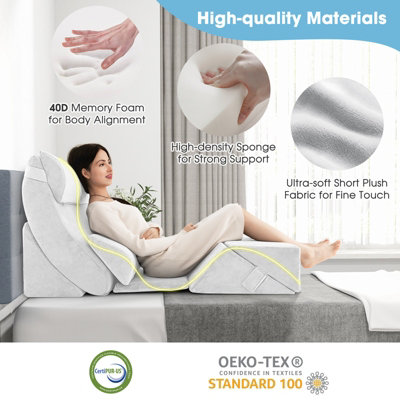 Costway 7 PCS Adjustable Support Pillow Set Bed Wedge Pillows Triangle Sit-up Pillow - 5