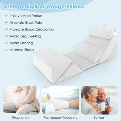 Costway 7 PCS Adjustable Support Pillow Set Bed Wedge Pillows Triangle Sit-up Pillow - 8