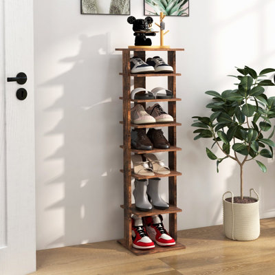 Costway Wooden Shoes Storage Stand 7 Tiers Shoe Rack Organizer