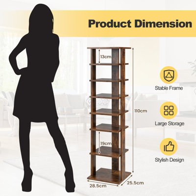 Costway 7-Tier Shoe Rack Hallway Shoe Storage Organizer Stand Bathroom Dispaly Shelf - 3