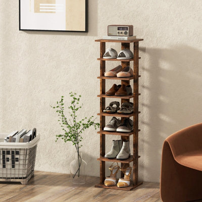 Costway 7-Tier Shoe Rack Hallway Shoe Storage Organizer Stand Bathroom Dispaly Shelf - 6