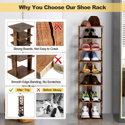 Costway 7-Tier Shoe Rack Hallway Shoe Storage Organizer Stand Bathroom Dispaly Shelf - 5