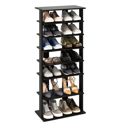 Costway 7 Tiers Double Shoe Rack Entryway Tall Display Shelf Vertical Corner Shoe Stand Shelf for 14 Pairs