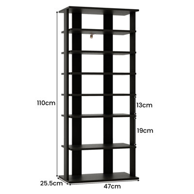 Costway 7 Tiers Double Shoe Rack Entryway Tall Display Shelf Vertical Corner Shoe Stand Shelf for 14 Pairs
