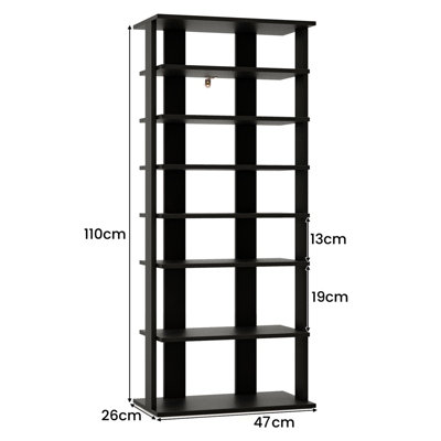 Costway 7 Tiers Double Shoe Rack Entryway Tall Display Shelf Vertical Corner Shoe Stand Shelf for 14 Pairs