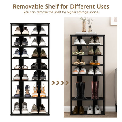 Costway 7 Tiers Double Shoe Rack Entryway Tall Display Shelf Vertical Corner Shoe Stand Shelf for 14 Pairs - 5