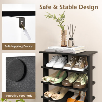 Costway 7 Tiers Double Shoe Rack Entryway Tall Display Shelf Vertical Corner Shoe Stand Shelf for 14 Pairs - 6