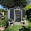 Costway 7 x 4FT Metal Garden Storage Shed Outdoor Galvanized Bike Shed Tool Storage House w/ Sliding Door