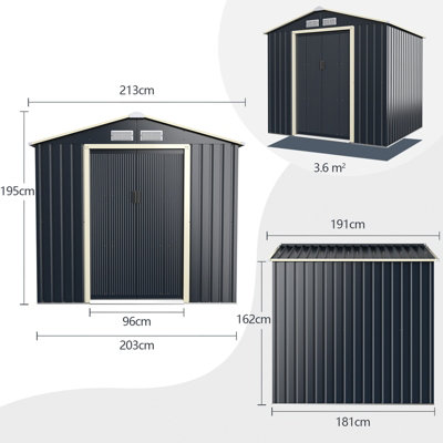 Costway 7 x 6 FT Outdoor Garden Storage Shed Large Tool Utility Storage House W/ Sliding Door - 3