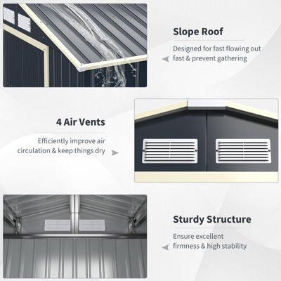Costway 7 x 6 FT Outdoor Garden Storage Shed Large Tool Utility Storage House W/ Sliding Door - 7