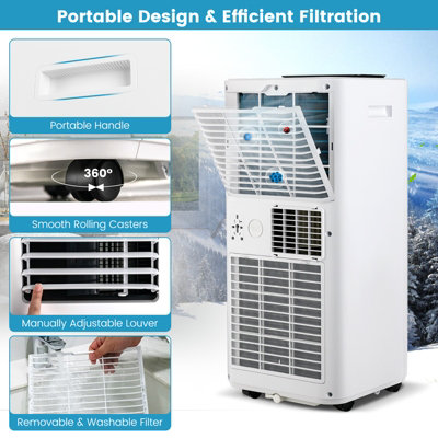 Costway 7000 BTU Portable Air Conditioner 5-in-1 Cooling Heating Fan Dehumidifier WIFI - 7