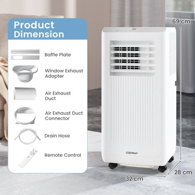 Costway 7000 BTU Portable Air Conditioner AC Unit on Wheels w/ Cooling ...