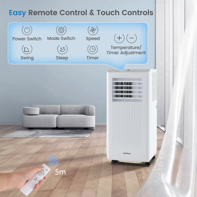 Costway 7000 BTU Portable Air Conditioner AC Unit on Wheels w/ Cooling Fan Dehumidifier & Sleep Modes - 4