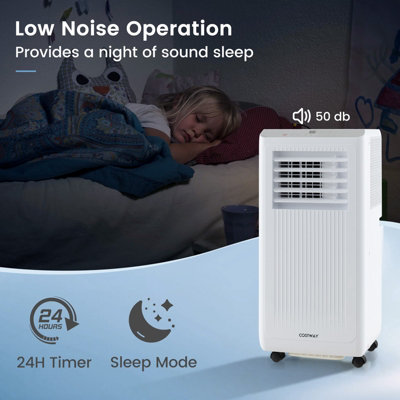 Costway 7000 BTU Portable Air Conditioner AC Unit on Wheels w/ Cooling Fan Dehumidifier & Sleep Modes - 7