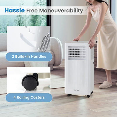 Costway 7000 BTU Portable Air Conditioner AC Unit on Wheels w/ Cooling Fan Dehumidifier & Sleep Modes - 9