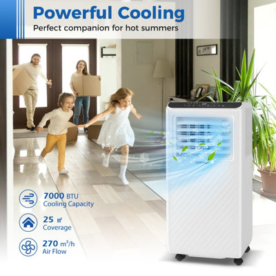 Costway 7000 BTU Portable Air Conditioner Floor AC Unit Air Cooler w/ Fan & Dehumidifier
