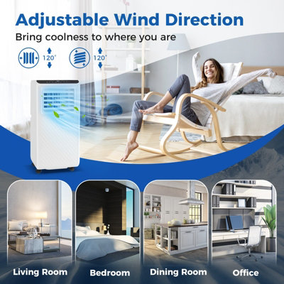 Costway 7000 BTU Portable Air Conditioner Floor AC Unit Air Cooler w/ Fan & Dehumidifier - 8