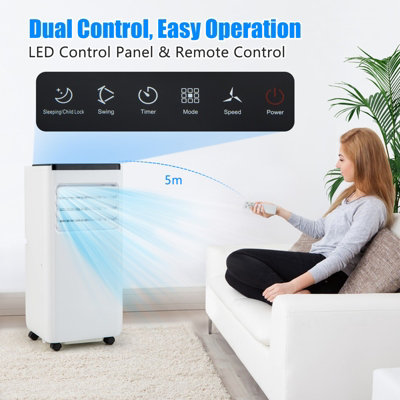 Costway 7000 BTU Portable Air Conditioner Mobile AC Unit 24H Timer w/ Fan & Dehumidifier Mode - 5