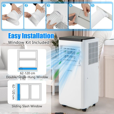 Costway 7000 BTU Portable Air Conditioner Mobile AC Unit 24H Timer w/ Fan & Dehumidifier Mode - 8