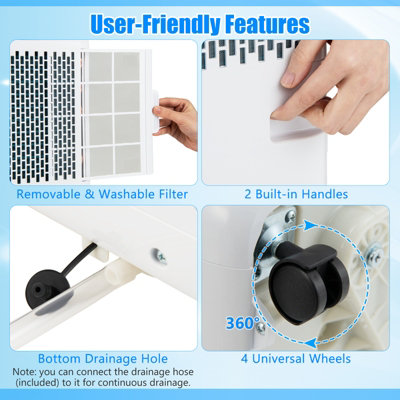 Costway 7000 BTU Portable Air Conditioner Mobile AC Unit 24H Timer w/ Fan & Dehumidifier Mode - 9