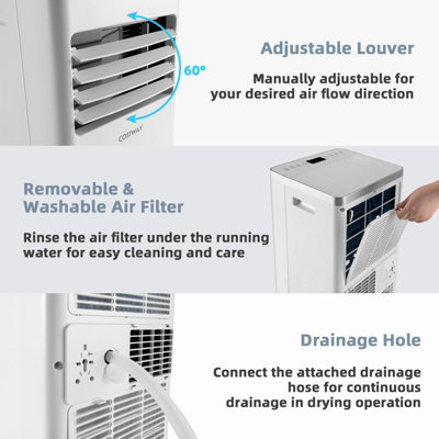 Costway 7000BTU Air Conditioner 3-in-1 Air Cooling Fan Dehumidifier with Remote Control - 9