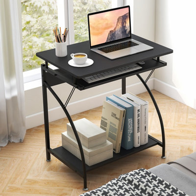 Costway 70cm Wooden Computer Desk Writing Workstation PC Laptop Table w/ with Pull-out Keyboard Tray