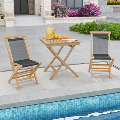 Costway 70cm Wooden Patio Square Bistro Table Outdoor Coffee Table w/ Slatted Tabletop - 8