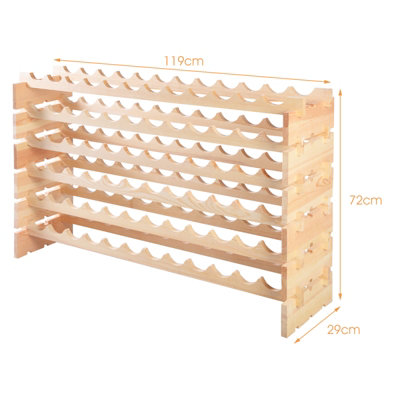 Costway 72 Bottles Storage Wine Rack Freestanding Pine Wood Display ...