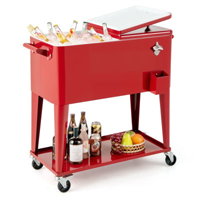 COSTWAY 75 L Rolling Ice Chest Portable Outdoor Drink Beverage