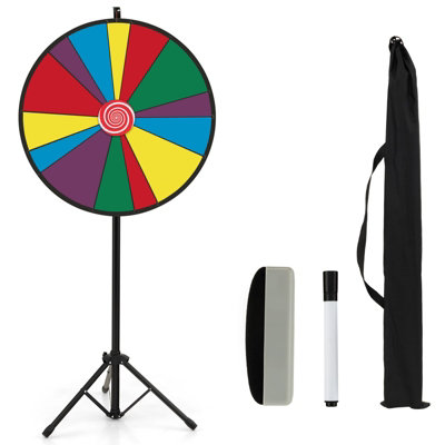 Costway 76 cm Prize Wheel Height-Adjustable Spinning Prize Wheel w/ Dry Erase Marker