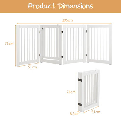 Costway 76 cm Tall Dog Gate 4 Panels Wooden Pet Safety Fence Gate Foldable Freestanding Dog Gate
