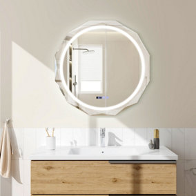 Costway 76CM Defog Bathroom Mirror Wall Mounted Shatterproof LED Lighted Mirror