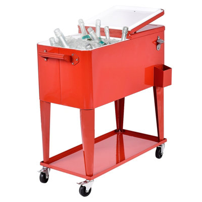 Costway 76L Rolling Cooler Cart Portable Cooler Ice Chest on Wheels ...