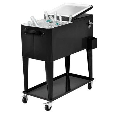 Costway 76L Stainless Steel Ice Chest Rolling Cooler Cart Outdoor - Main Image
