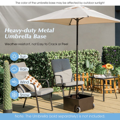 Costway 77kg Patio Umbrella Base Fillable Umbrella Stand Flower Box w/ 2 Universal Wheels - 5