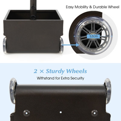 Costway 77kg Patio Umbrella Base Fillable Umbrella Stand Flower Box w/ 2 Universal Wheels - 6