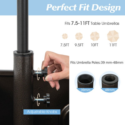 Costway 77kg Patio Umbrella Base Fillable Umbrella Stand Flower Box w/ 2 Universal Wheels - 7