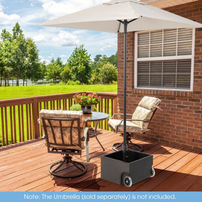 Costway 77kg Patio Umbrella Base Fillable Umbrella Stand Flower Box w/ 2 Universal Wheels - 9