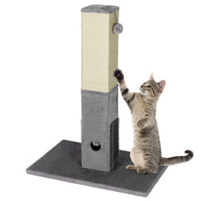 Costway 79CM Tall Cat Scratching Post Rectangular Cat Scratch Tower w/ Soft Plush