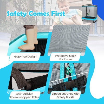 Costway 7FT 2-in-1 Kids Toddler Rectangle Trampoline  w/ Swing & Enclosure Safe Net - 5