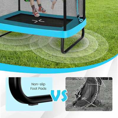 Costway 7FT 2-in-1 Kids Toddler Rectangle Trampoline  w/ Swing & Enclosure Safe Net - 6