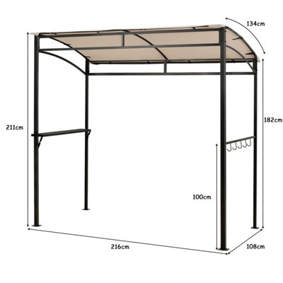 Costway 7ft Grill Gazebo Patio Barbecue Canopy Shelter Soft Top Storage Hooks