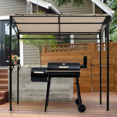 Costway 7ft Grill Gazebo Patio Barbecue Canopy Shelter Soft Top Storage Hooks