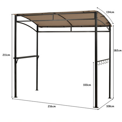 Costway 7ft Grill Gazebo Patio Barbecue Canopy Shelter Soft Top Storage Hooks