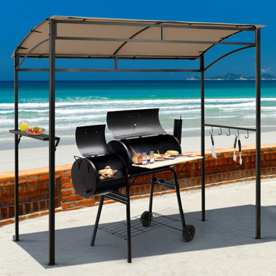 Costway 7ft Grill Gazebo Patio Barbecue Canopy Shelter Soft Top Storage Hooks - 3