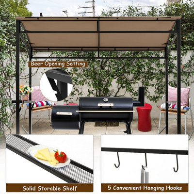 Costway 7ft Grill Gazebo Patio Barbecue Canopy Shelter Soft Top Storage Hooks - 7
