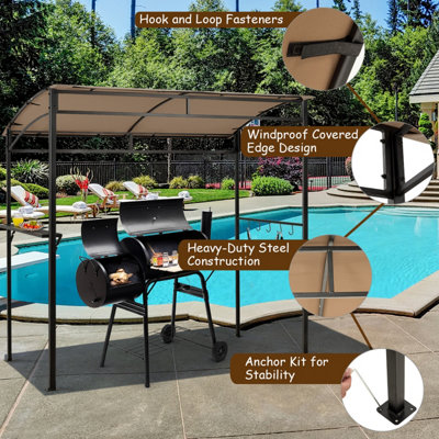 Costway 7ft Grill Gazebo Patio Barbecue Canopy Shelter Soft Top Storage Hooks - 8